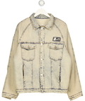 Aelfric Eden Blue Japan Inspired Printed Denim Jacket With Teddy Lining UK L