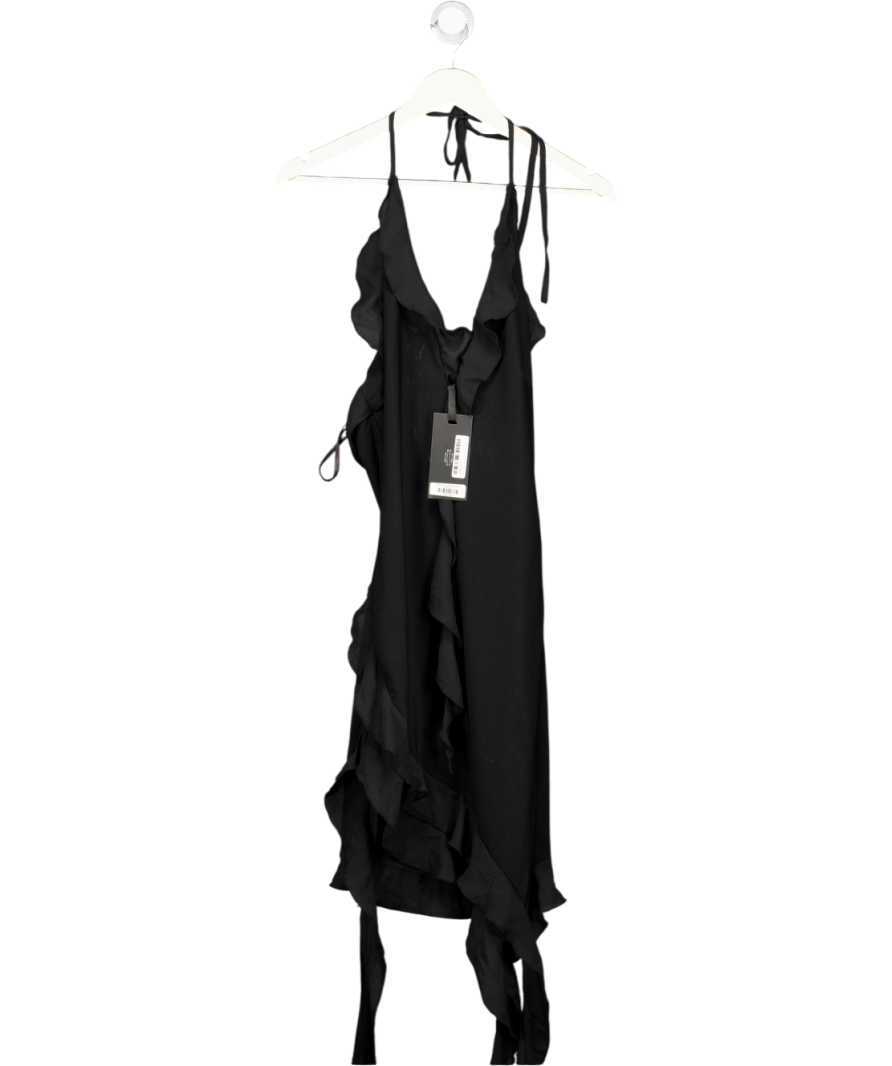 Heiress Black Asymmetric Ruffle Dress UK S