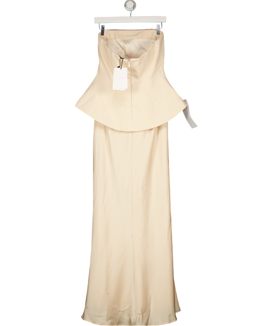 CLUB L LONDON Cream Ohio Champagne Beige Strapless Corset Maxi Dress UK 12
