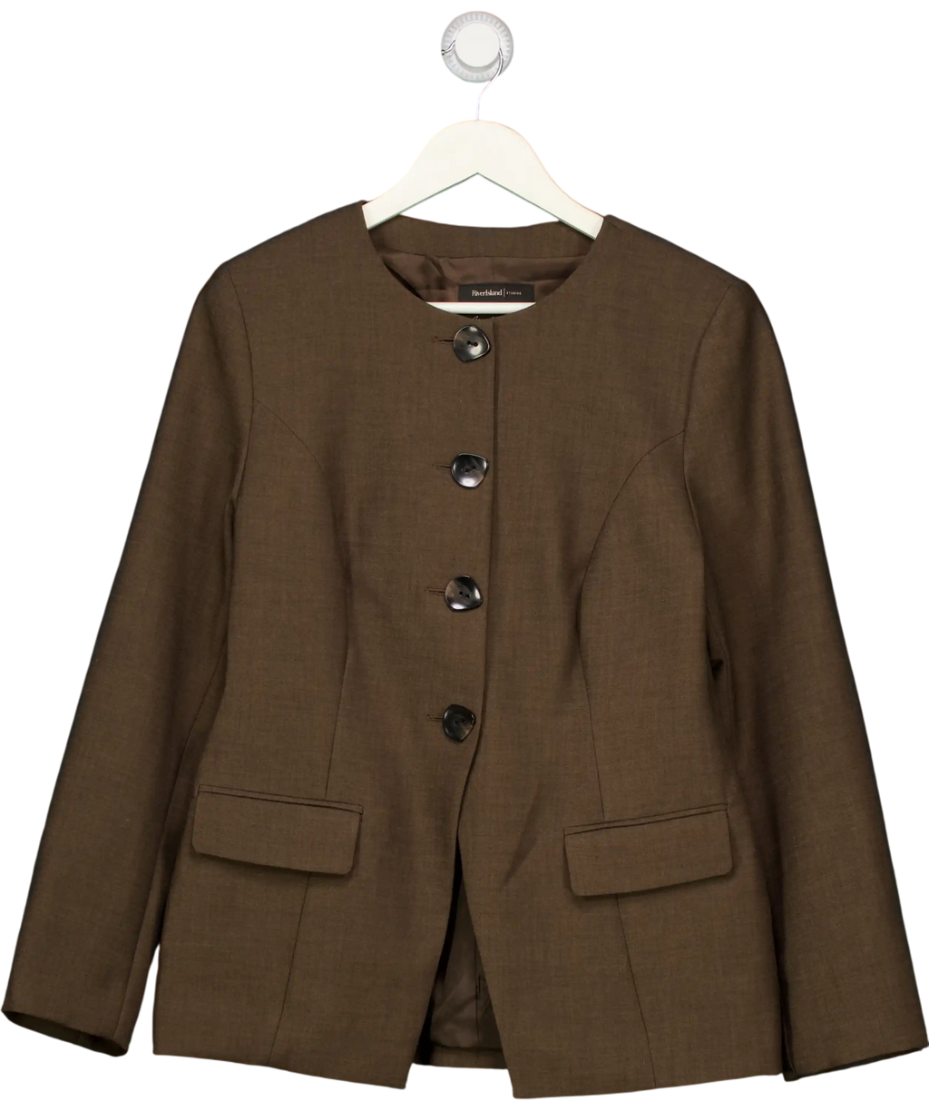 RIVER ISLAND Brown Scoop Neck Blazer UK 12