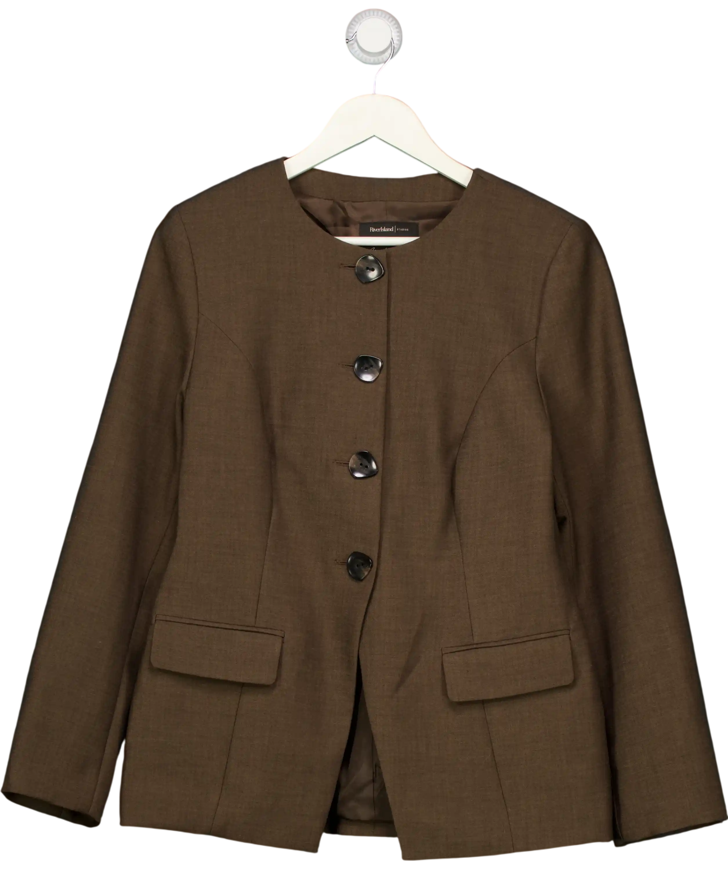 RIVER ISLAND Brown Scoop Neck Blazer UK 12