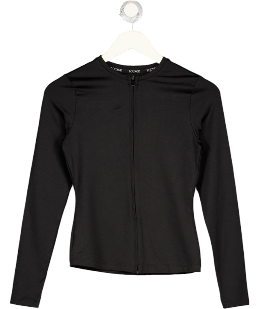 LOUNGE Black Long Sleeve Zip Active Top UK M