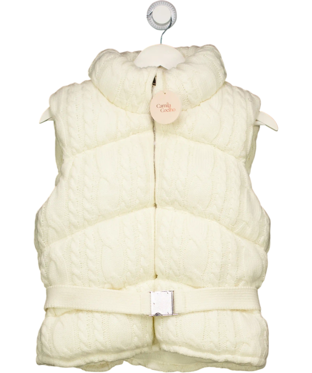 CAMILA COELHO Cream Eissa Cable Knit Puffer Vest UK M