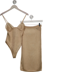 MANGO 2-PIECE Lurex Body-suit & Pencil Skirt Openwork Details UK XS