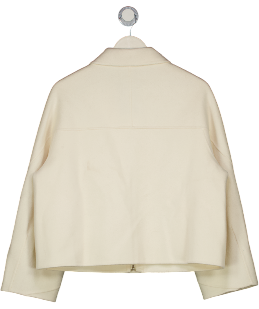 MARCELA LONDON Cream Cari 100% Wool Collared Bomber Ivory UK S/M