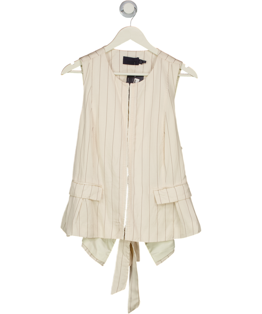 Mint Velvet Cream Stripe Tie Back Waistcoat UK 18