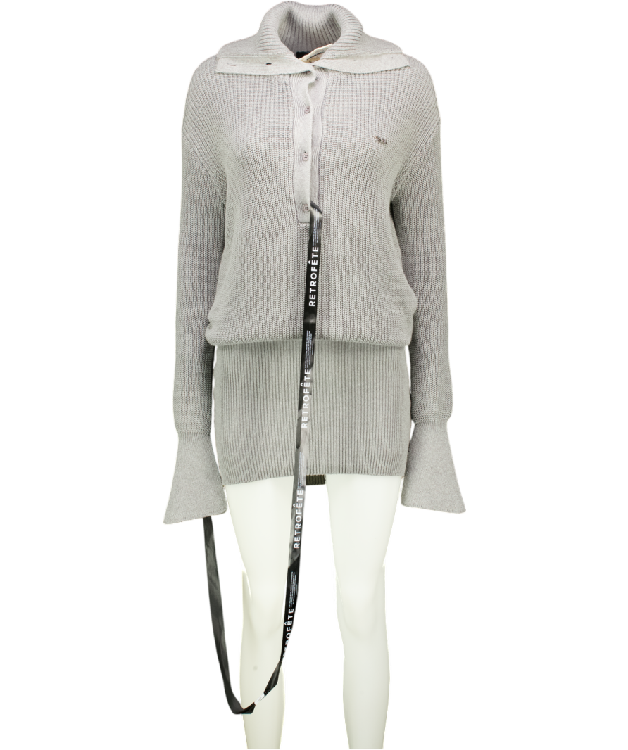 SEROYA Grey Katana Sweater Dress UK S