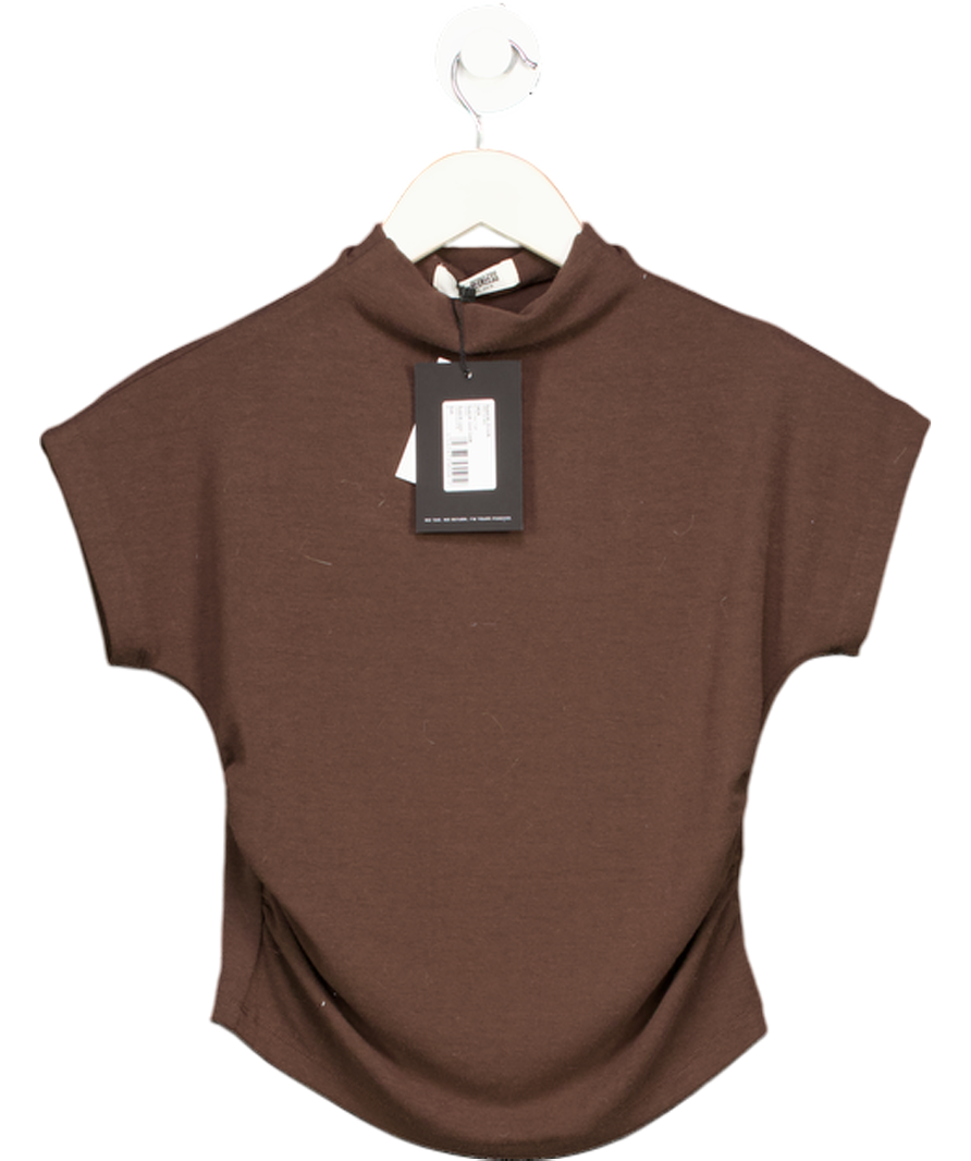 4th & Reckless Elouisa Chocolate Brown Jersey High Neck Sleeveless Top UK 8
