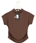 4th & Reckless Elouisa Chocolate Brown Jersey High Neck Sleeveless Top UK 8