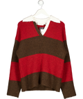 4th & Reckless Red Wool Blend Oversized Rugby Knit Jumper UK 6
