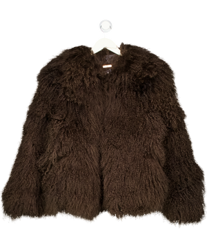 MY SUNDAY SKI Brown 100% Mongolian Sheepskin Fur Coat - The Hollie UK XS/S