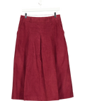 LAURA ASHLEY Burgundy Red Corduroy Pleated Midi Skirt UK 10