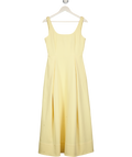KAREN MILLEN Tailored Full Skirt Midi Dress In Butter Yellow UK 6