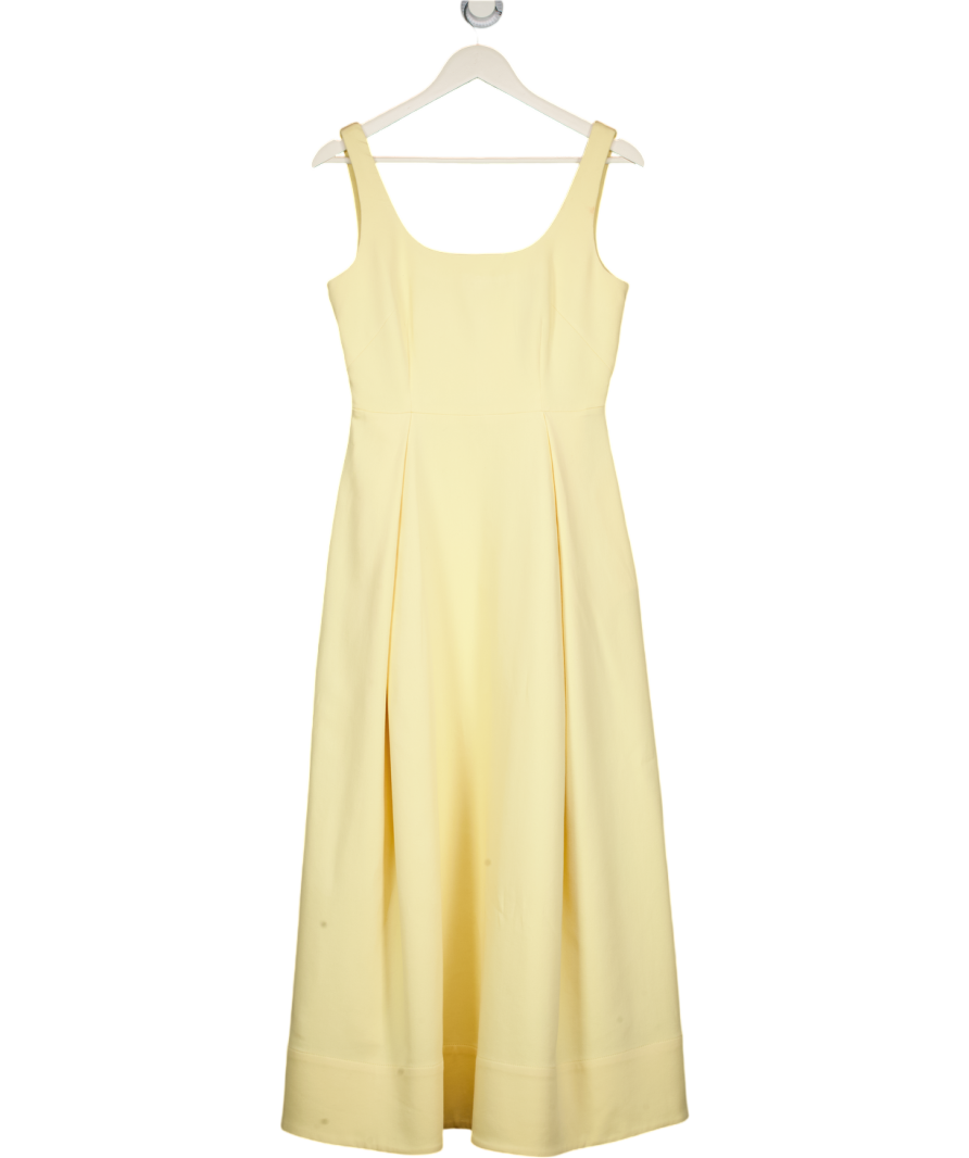 KAREN MILLEN Tailored Full Skirt Midi Dress In Butter Yellow UK 6