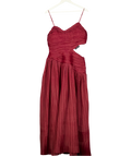 AJE Burgundy Red Laurier Wave Cutout Plissé-organza Maxi Dress UK 12