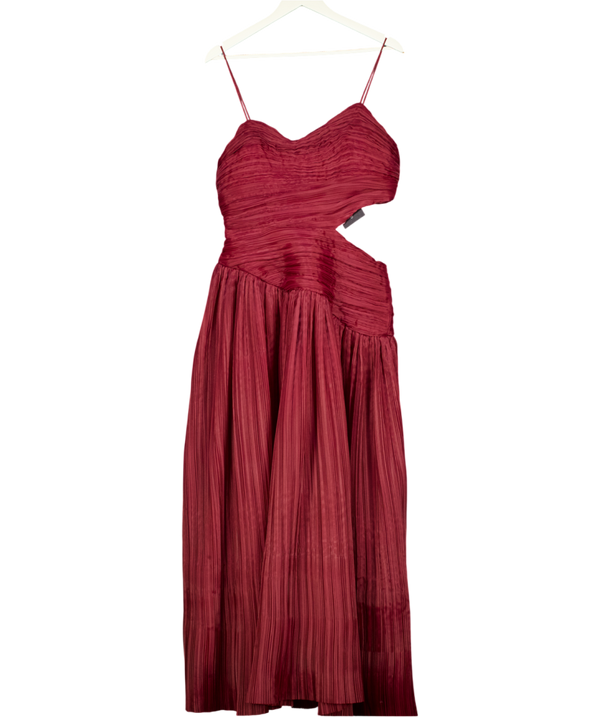 AJE Burgundy Red Laurier Wave Cutout Plissé-organza Maxi Dress UK 12