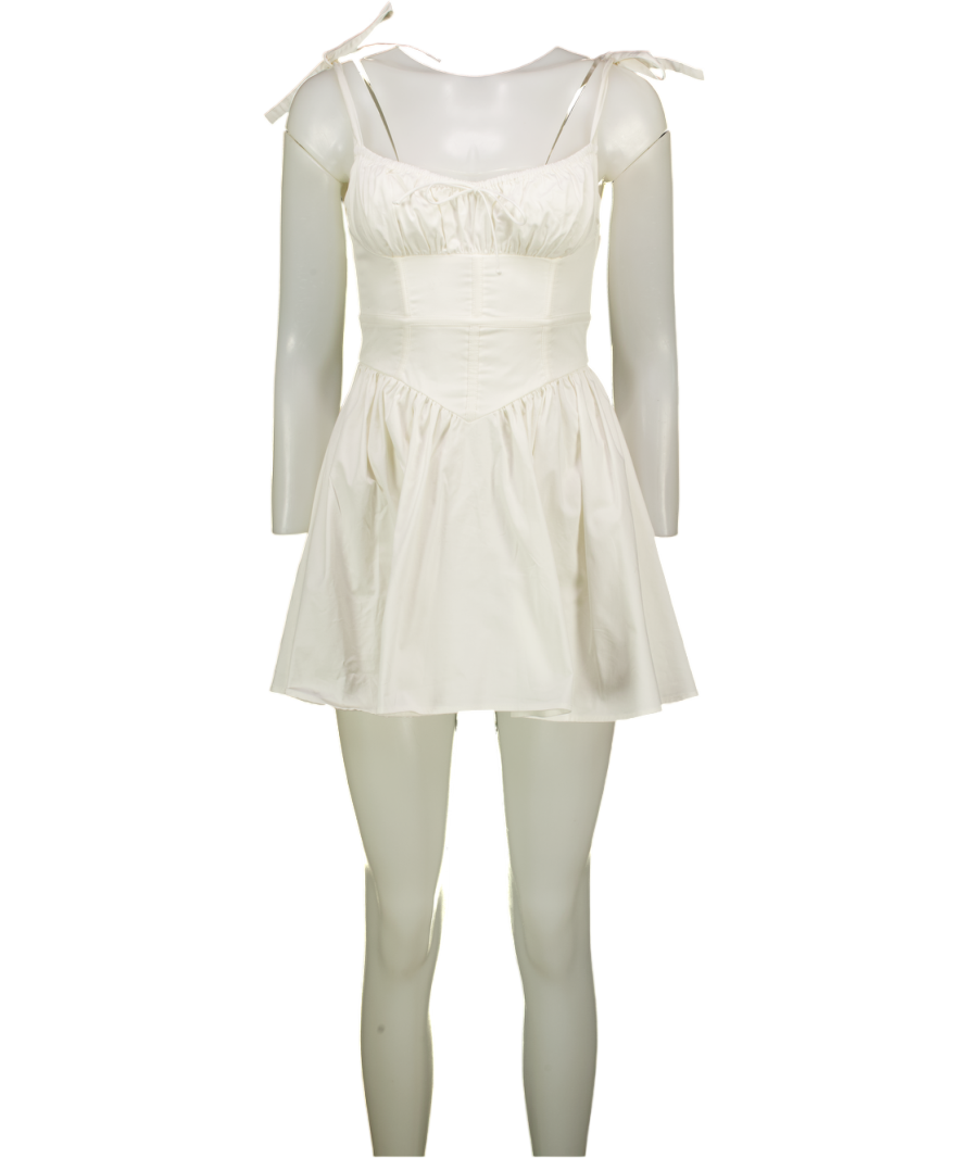 FOR LOVE & LEMONS White Cotton Corset Style Mini Dress UK XXS