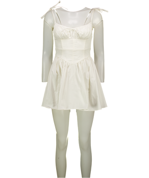 FOR LOVE & LEMONS White Cotton Corset Style Mini Dress UK XXS