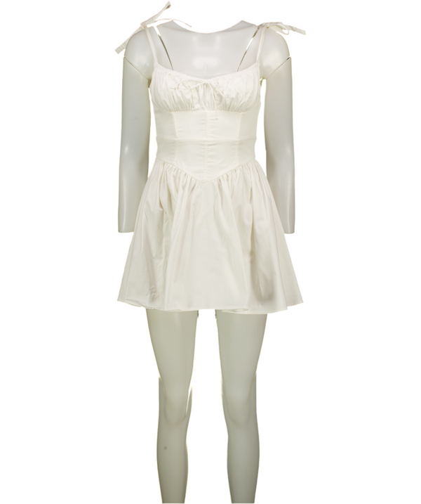 FOR LOVE & LEMONS White Cotton Corset Style Mini Dress UK XXS