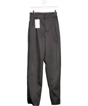 ZARA Black Satin High-waist Pleated Trousers UK XS