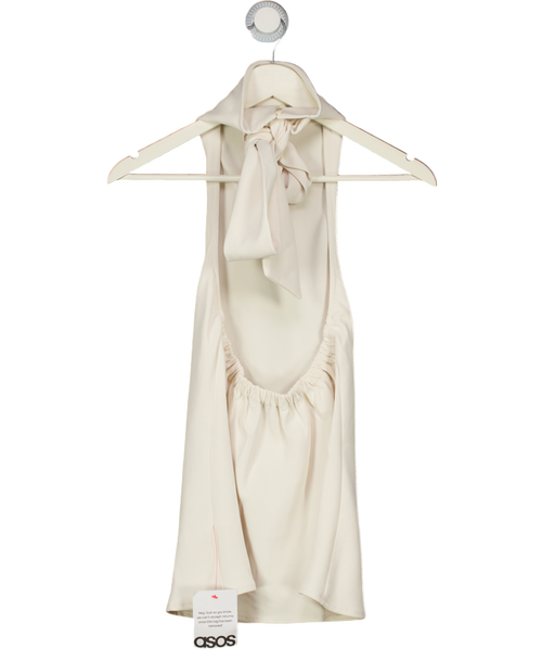 ASOS Design Tailored Slinky Halter Neck Top In Cream UK 6