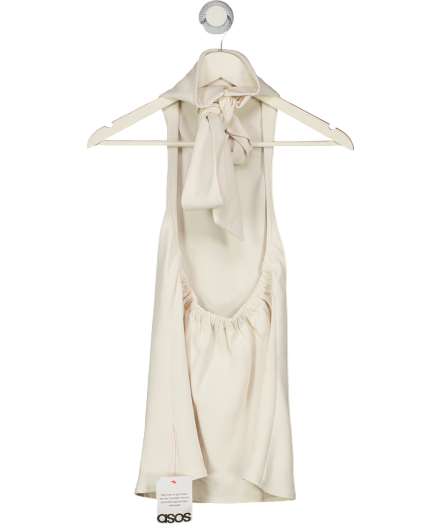ASOS Design Tailored Slinky Halter Neck Top In Cream UK 6