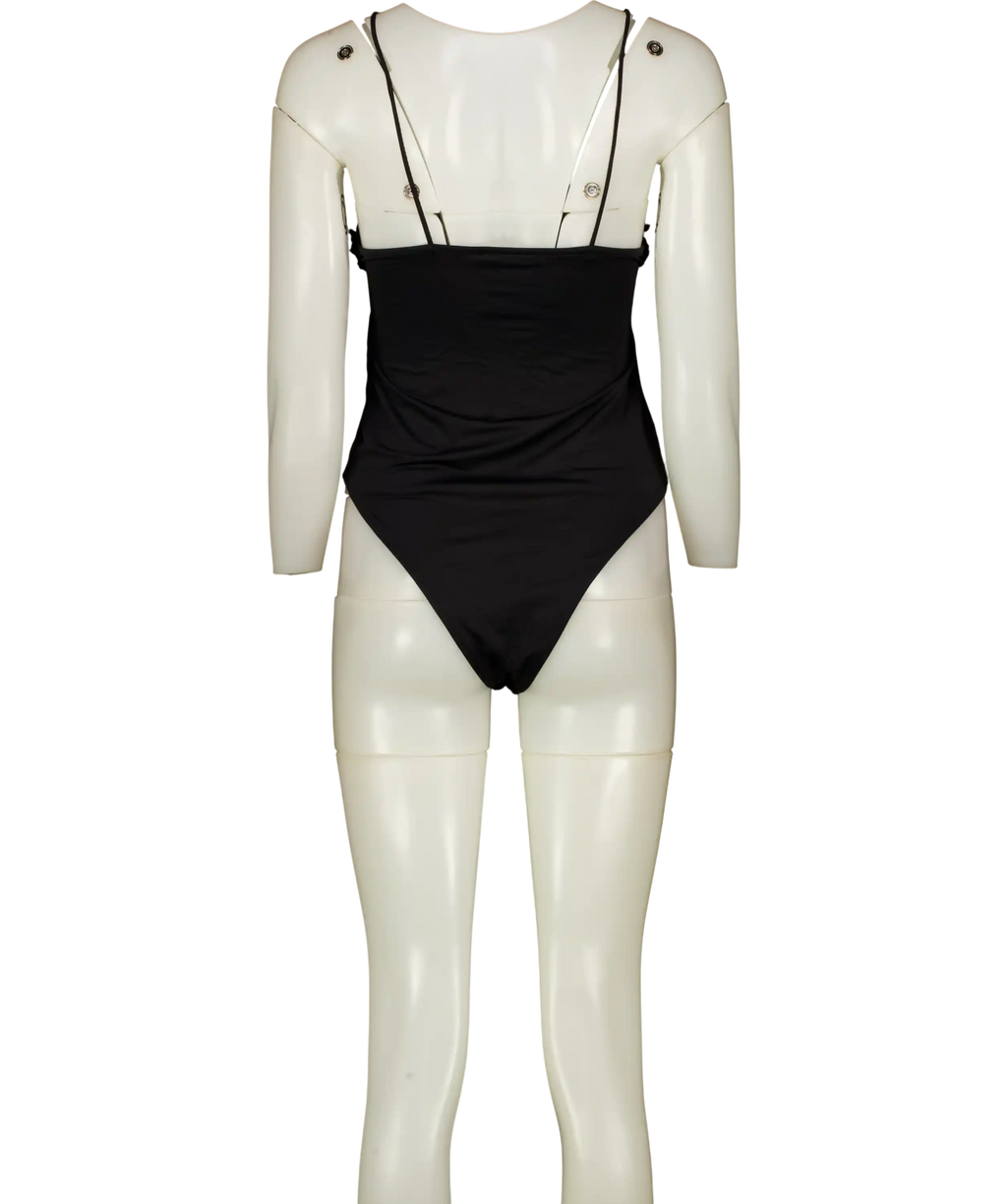 ZARA Zara Black Frill Detail Bodysuit UK L
