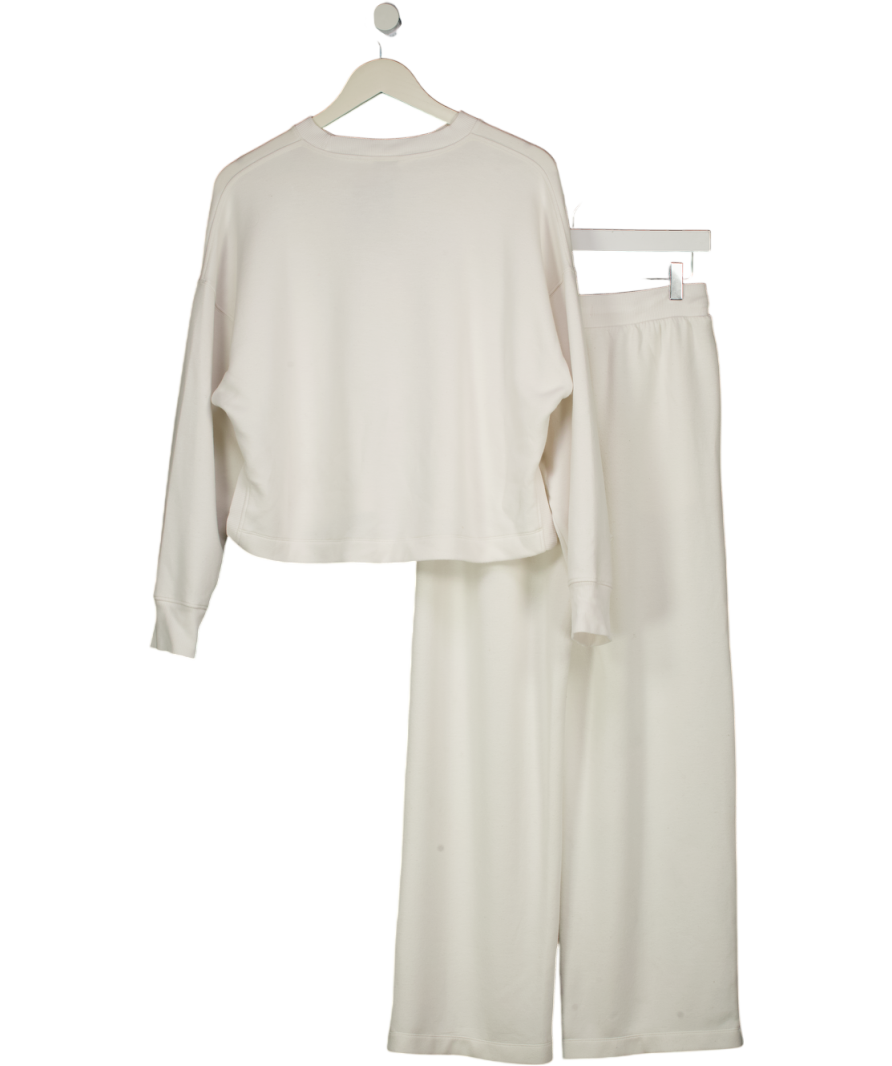 M&S Autograph White 2-piece Supersoft Sweatshirt And Wide Leg Jogger Set UK S
