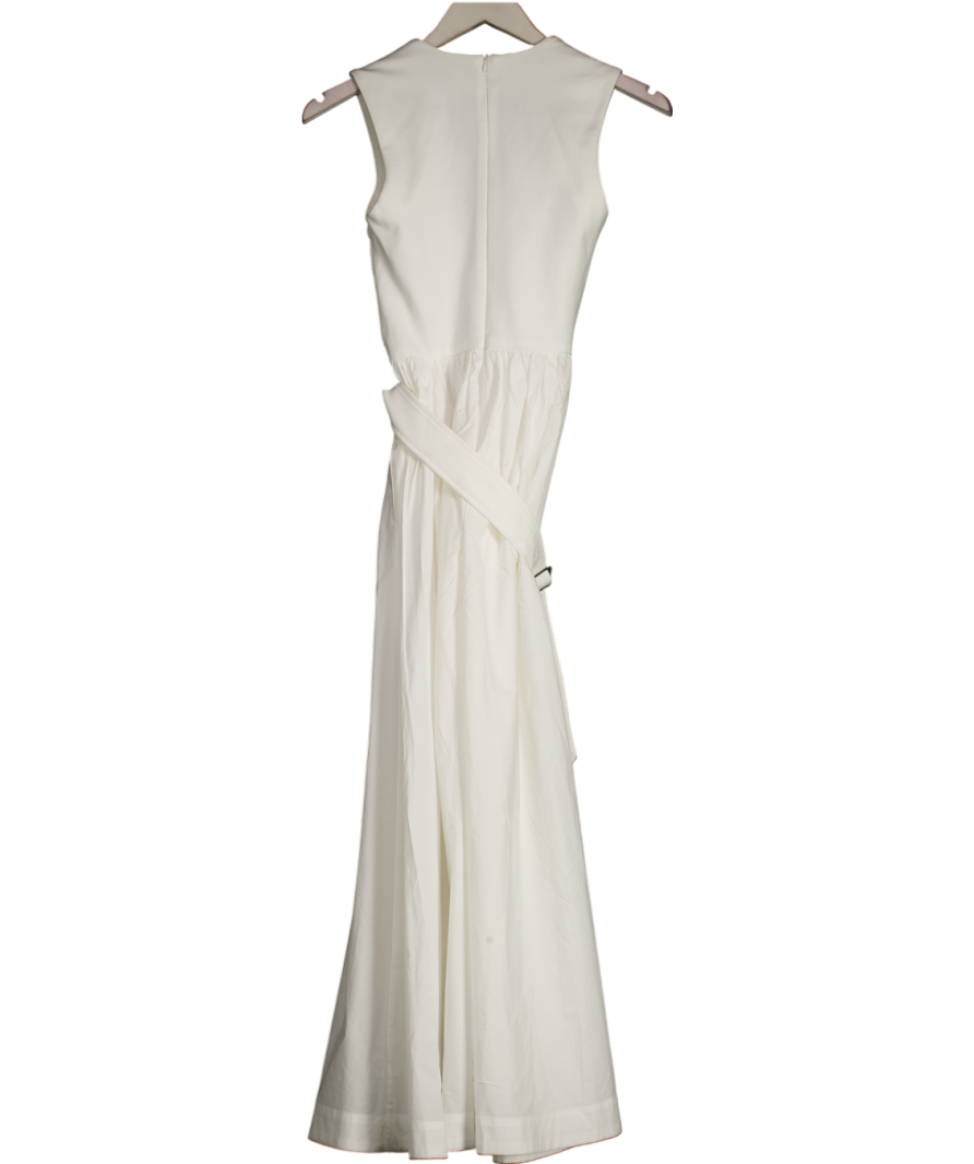 Karen Millen White Scoop Neck Jersey Cotton Mix Maxi Dress UK XS