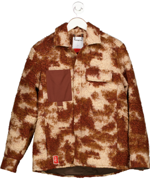 Percival Orange Wool Blend Overshirt With Patch Detail UK M