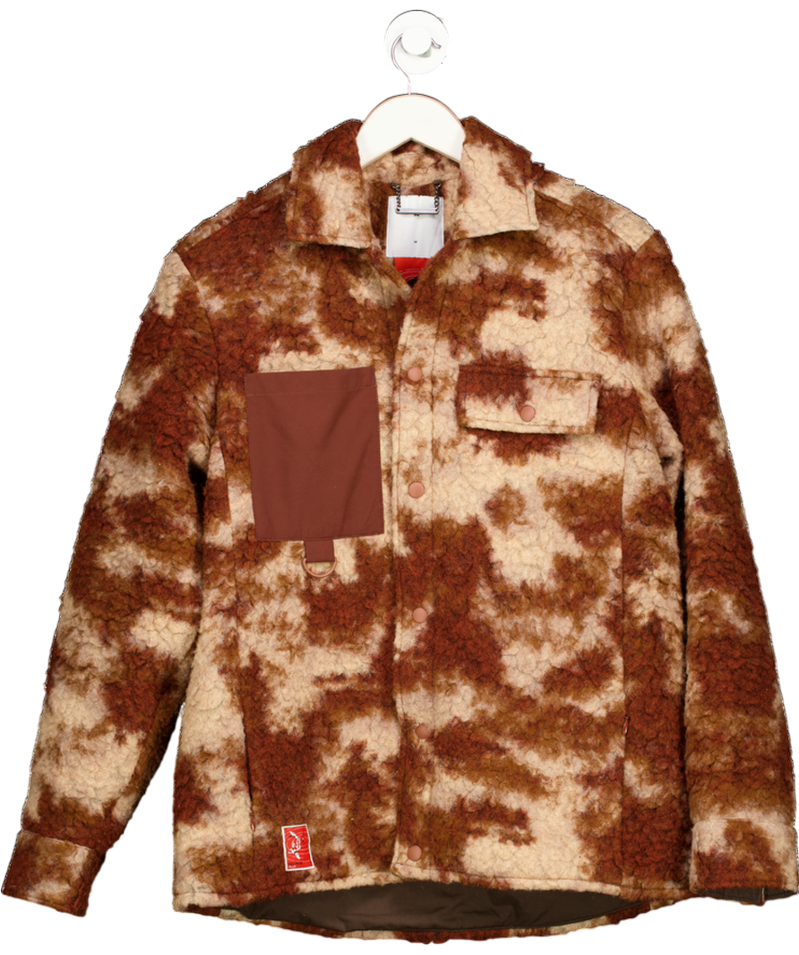 Percival Orange Wool Blend Overshirt With Patch Detail UK M