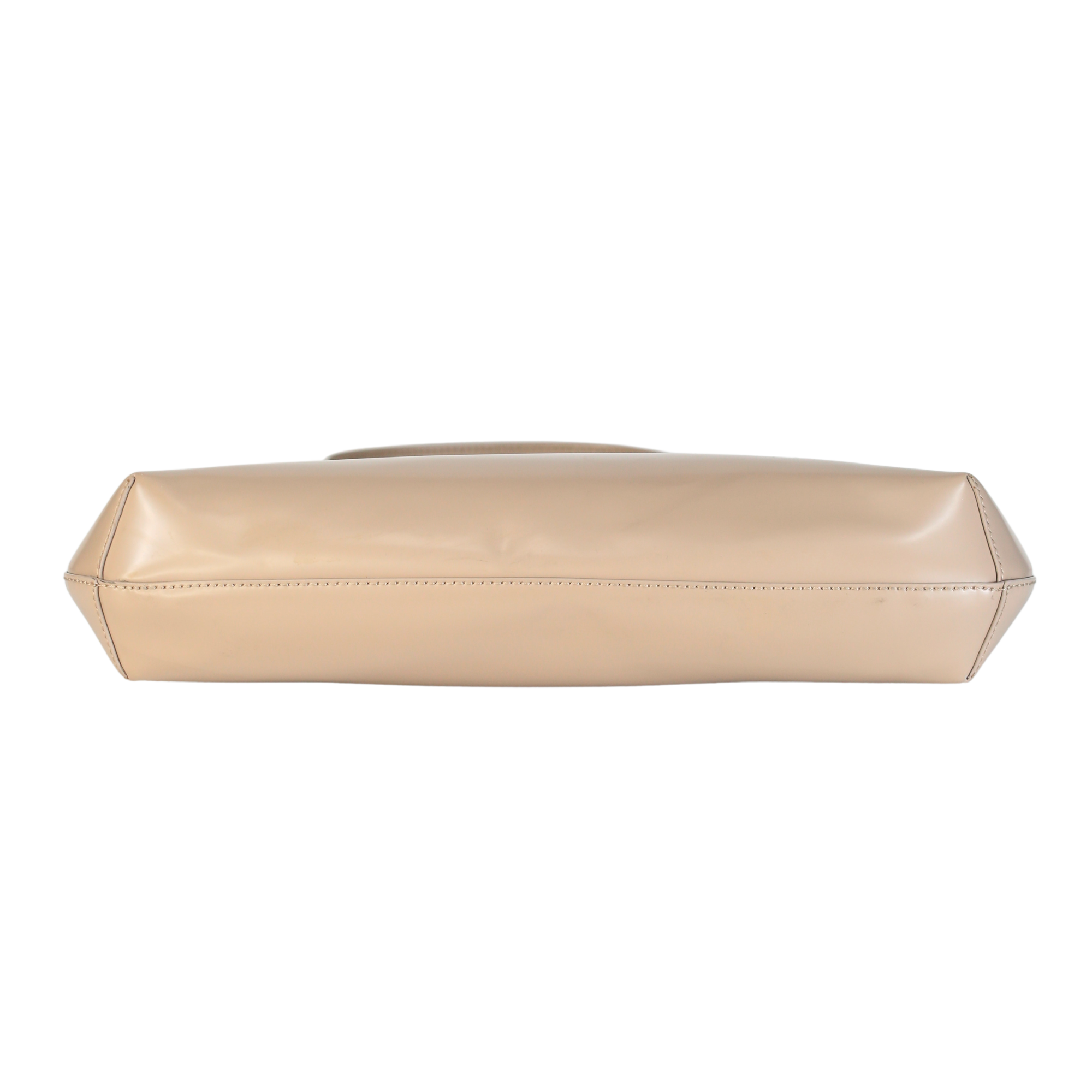 BY FAR Beige Amber Semi Patent Leather Shoulder Bag