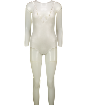 MARYSIA Metallic White Scalloped Edges Detail Swimsuit UK M