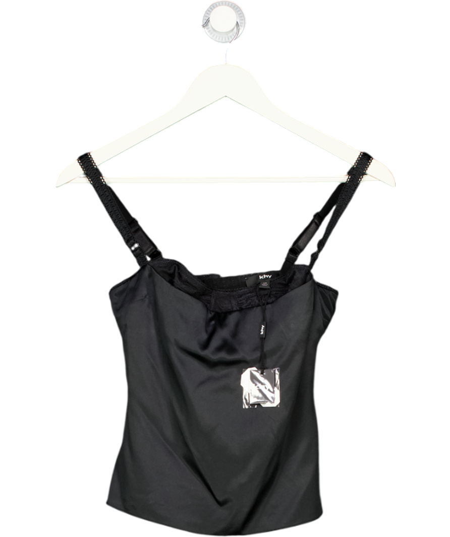 KHY BY KYLIE JENNER Black Silk Bustier Top UK XS
