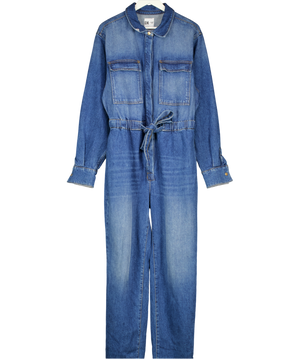 DONNA IDA Blue Denim Long Sleeve Jumpsuit UK M