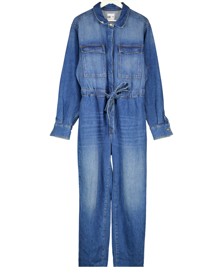 DONNA IDA Blue Denim Long Sleeve Jumpsuit UK M