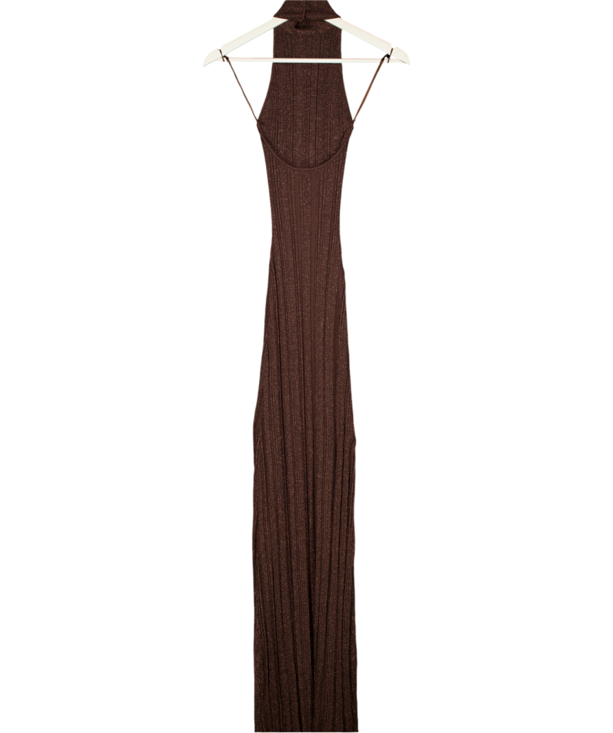 BOA Brown Shimmer Knit Maxi Dress UK XS