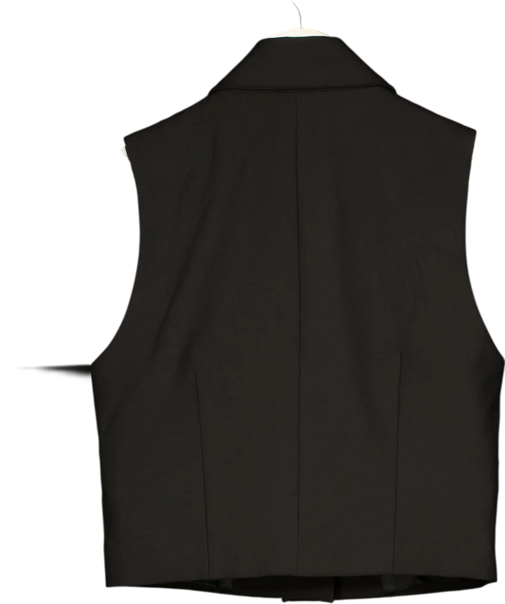 ZARA Black Fitted 2-button Waistcoat Top UK XS