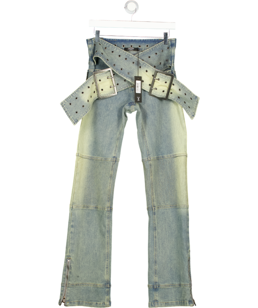 Jaded London Blue Belted Slim Leg Jeans W26