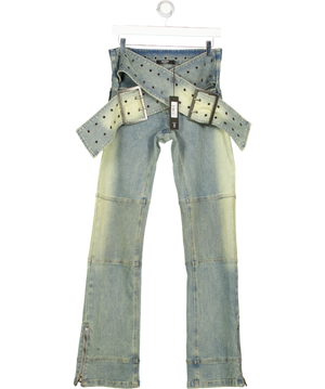 Jaded London Blue Belted Slim Leg Jeans W26