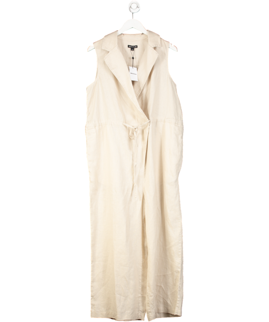 Whistles Beige Bella Linen Wrap Jumpsuit UK 14