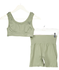 SEFI Green 2-piece Activewear Bike Shorts And Bra Top Set UK S