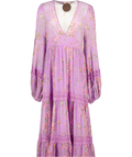 ByTIMO Lilac Purple Floral-print Tiered Georgette Maxi Dress UK L