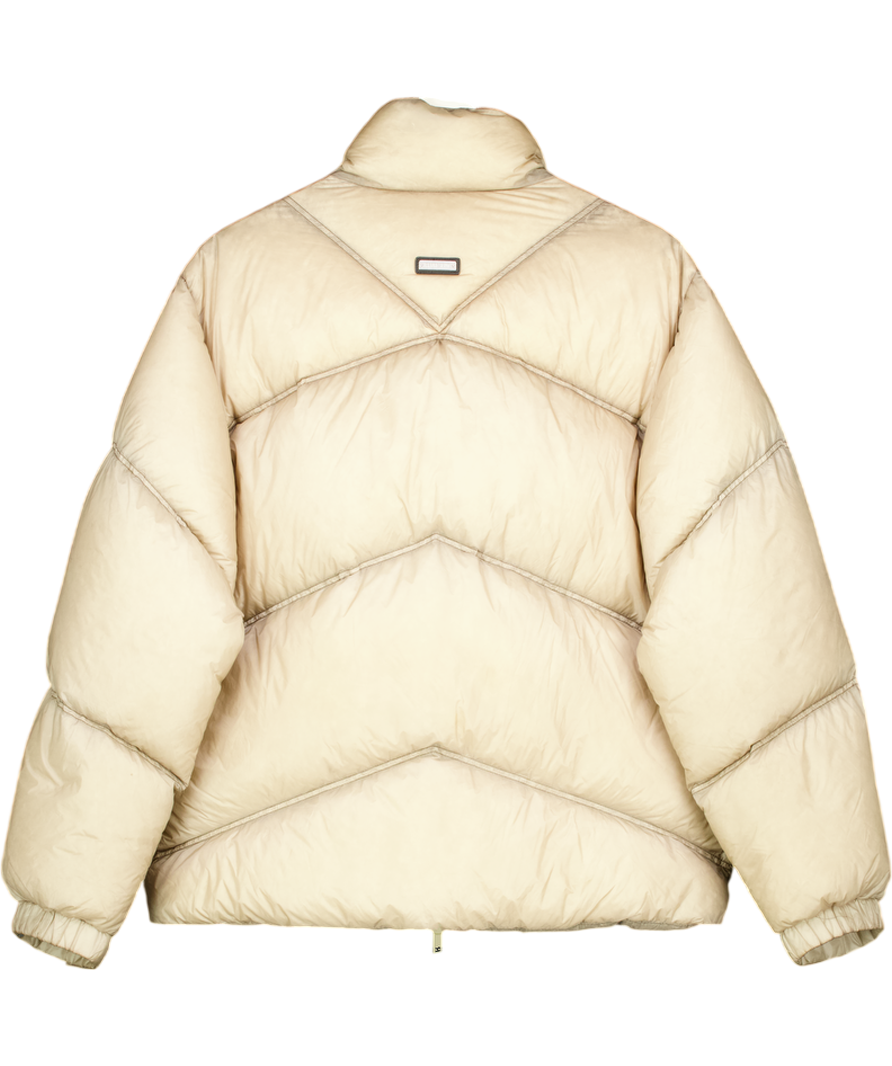 Represent Cream Washed Puffer Jacket UK S