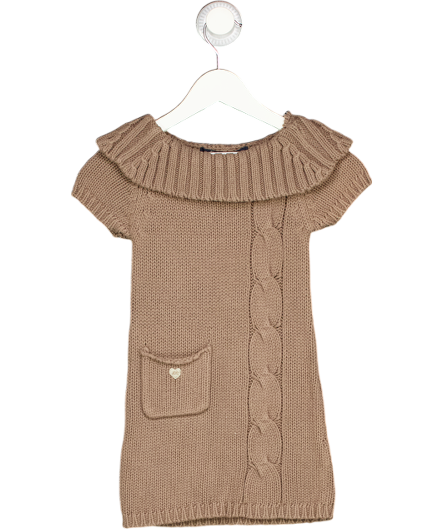 lil gaufrette Brown Roll Neck Cable Knit Dress 2 Years