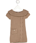 lil gaufrette Brown Roll Neck Cable Knit Dress 2 Years