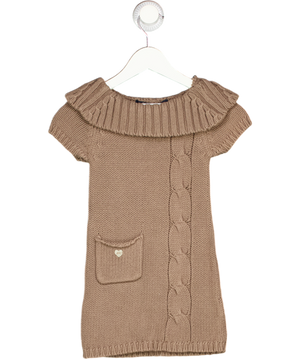 lil gaufrette Brown Roll Neck Cable Knit Dress 2 Years