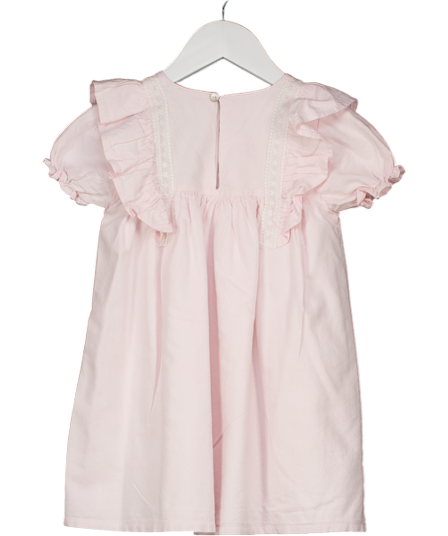 babidu Pink Cotton Puff Sleeve Dress 5 Years