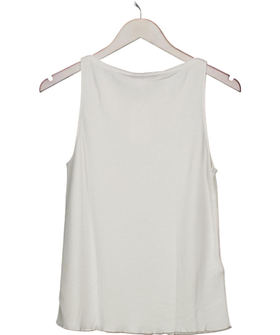 MANGO White Fine-knit Sleeveless Bateau Neckline Top UK L