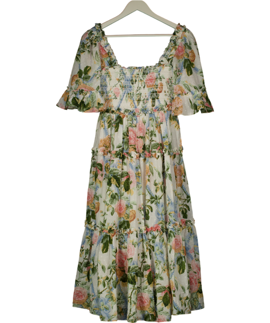 Needle & Thread Multicoloured Rose Garden Smocked Cotton Ankle Dress UK 6